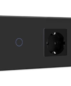 BSEED Touch Lichtschalter 1 Fach 1 Weg für Wohnzimmer mit LED Anzeige und Schwarzglasrahmen 157mm 500W
