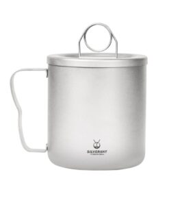SILVERANT Isolierter Titan-Kaffeebecher, doppelwandig, wiederverwendbar, hält Flüssigkeiten heiß oder kalt, für den Inne