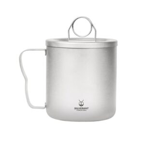 SILVERANT Isolierter Titan-Kaffeebecher, doppelwandig, wiederverwendbar, hält Flüssigkeiten heiß oder kalt, für den Inne