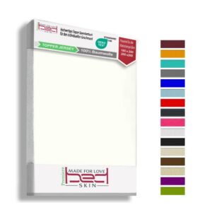Bedskin Premium Topper Spannlaken 180x200 & 200x200 cm – 100% Baumwolle, Jersey Qualität, für Hochgradige Topper bis 10