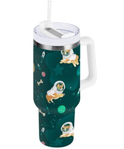 Mnsruu Cosmic Space Tumbler für Corgi-Hunde, isolate Edelstahl-Wasserflasche, Kaffee-Becher für Reise, 1,18 L