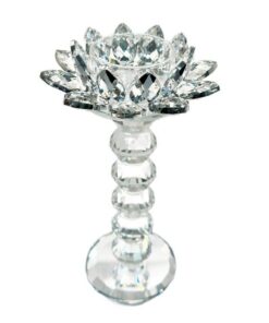 Lotus-Kerzenhalter mit Kristallblume und Teelicht, klarer Kristall, für Weihnachten und Hochzeit, eleganter Dekorationss
