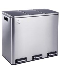 SVITA TM3X18 Edelstahl Küchen-Mülleimer für Silberner Sortierung 54 Liter Trennsystem