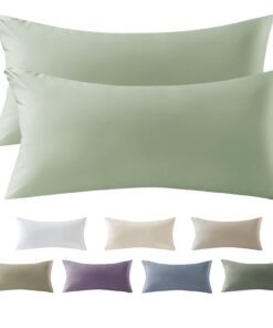 Soulful Satin Kissenbezug 100% Baumwolle Weich und BequemFürs Schlafen und AusruhenOEkoTex Zertifiziert, 40x80 cmSalbeiG