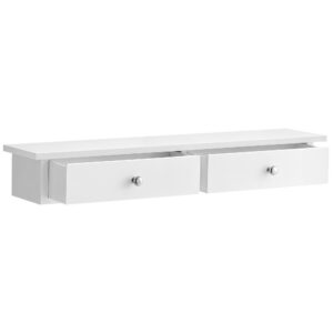 SONGMICS Wandregal für Wohnzimmer und Büro - Platzsparend, bis 15 kg belastbar, modern weiß - LWS65WT