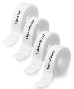 Etiketten Selbstklebend für Haus, Büro und Schule - Wasserdichte Thermo-Etikettenband 6m x 15mm - 4pcs