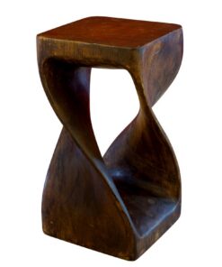 Kinaree Handgefertigter Suar Holz Beistelltisch Twist – Dunkel Braun – 50 cm Höhe