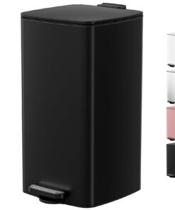 LIFERUN Mülleimer 30L Stahl Soft-Close Pedal Treteimer Küche Schwarz