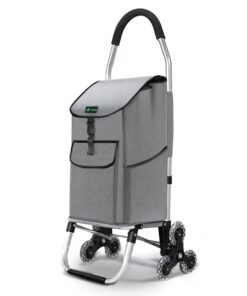 VOUNOT Aluminium Einkaufstrolley Treppensteiger 58L, Klappbar mit 6 Rädern Grau