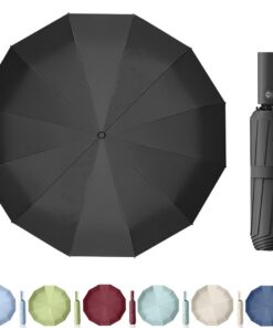 Maibar WINDDicht Sturmfest Regenschirm für Männer und Frauen (24-Rippen, Schwarz)
