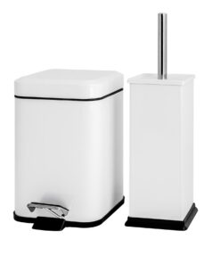 Harbour Housewares Quadrat Toilettenbürste & Bin Set Weiß – Modernes Badezimmer-Set