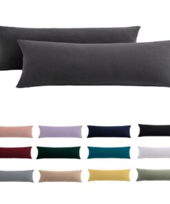 Seitenschläferkissen Bezug Anthrazit 40x145 2er Set - Resistent und Hypoallergen Kopfkissenbezug mit Reißverschluss