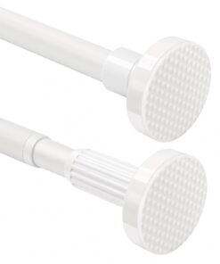 1 Stück Gardinenstange ohne Bohren, Duschvorhangstange mit 25 mm Durchmesser, Teleskopstange für Badezimmer, weiß, 110-2