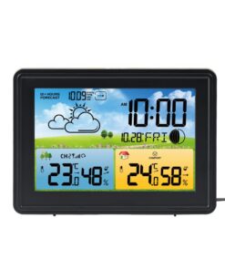 Wetterstation Funk mit Außensensor für Outdoor und Indoor - Temperatur & Luftfeuchtigkeit (schwarz) | Wetterstation Fun