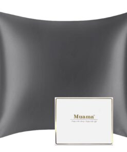 Muama Seidenkissenbezug Anthrazit 80x80 cm Haar und Haut schützen Silk Pillowcase mit verstecktem Reißverschluss