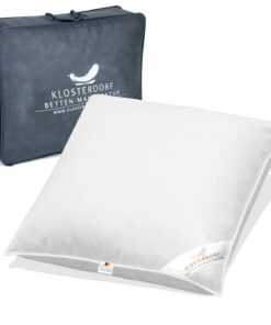 Klosterdorf Bettenmanufaktur Premium 3-Kammer Daunenkissen funktionell - 80x80 cm - 1000 Gramm - Handarbeit aus Germany