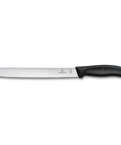 Victorinox Swiss Classic Profi Brotmesser - Extra Scharfe Klinge und Wellenschliff, Rostfreier Stahl, 21 cm Schwarz
