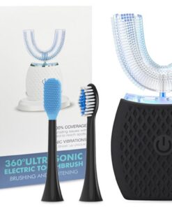 Ultraschall Zahnbürste 360° Automatische Schallzahnbürste Erwachsene Zahnaufhellung Timer Schwarz Ultraschall Zahnbürs