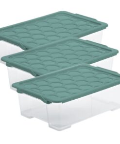 Rotho Evo Safe Keeping 3er-Set Aufbewahrungsboxen 30 l mit Deckel | Festliche Speisen | Koch- und Speisezimmereinrichtun