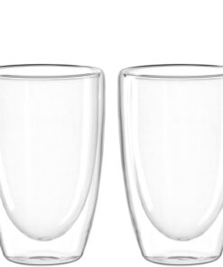 LEONARDO HOME Doppelwandbecher DUO 2er-Set 400 ml, klar Glas für Haus und Hof