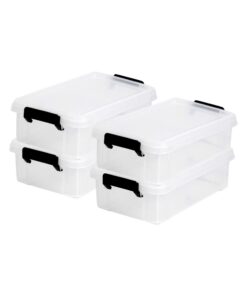 Iris Ohyama Durable DDMBX-4 Transparent Storage Box for Office, Bedroom, Living Room - Multifunctional 4L Ergonomic Hand