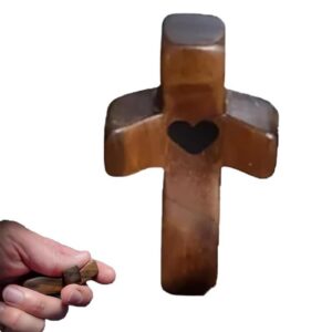 Kiskick Olivenholz Kreuz, spiritueller Begleiter und Ermutigungsgeschenk, glatte Textur, Taschenformat, Stressabbau, Hol