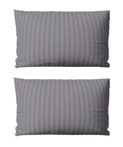 Visaggio 2er Set Grau Gestreifte Premium Mikrofaser Damast Kissenbezüge 40x80 cm Trendige Design für das Schlafzimmer