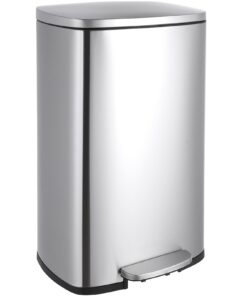 LIFERUN 50l Abfalleimer aus Edelstahl | Soft-Close Tretmülleimer für Küche | Geruch isolierend Silber