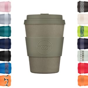 Ecoffee Cup Melaminfreie und biologisch abbaubare 12oz Reisetasse - Molto Grigio, umweltfreundlich und wiederverwendbar