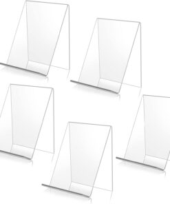 Lrocotanc 5 Stück Transparente Acryl Buchständer - Schöne Ausrichtung für Fotos/Bücher/Handys - Tisch- und Wandmount - T