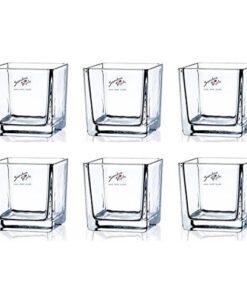 Sandra Rich 6er Set Teelichtgläser, Windlichter - Quadratischer Cube, 12 cm Hoch, Ideal für romantische Abende und Dekor