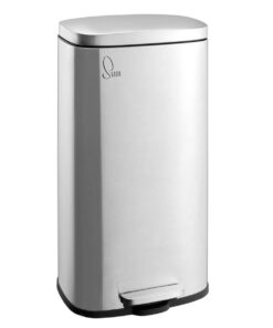 SVITA Silber Treteimer 30L Küchen-Müleimer Edelstahl Softclose Deckel Abfallbehälter