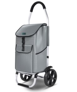 VOUNOT Einkaufstrolley 58L Klappbar Aluminium Treppensteiger mit Extra großen Rädern