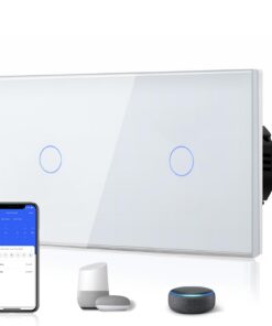 BSEED Smart Alexa Lichtschalter aus Glas für Wohnzimmer - WiFi Touch Kontrolle, Akkuentstlich, kompatibel mit Alexa und