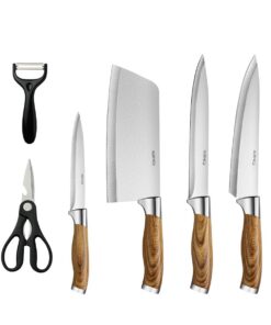 Schärfbares 6-teiliges Küchenmesser Set aus Edelstahl für Profis und Kochamateure |Comfortable 6-Piece Chef Knife Set m