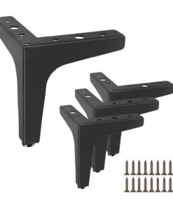 4 Stück Schwarz Metallfüße für Couchtische und Schränke, 10cm Dreieck Tischbeine, mit Schrauben | Schwarz Metallfüße fü