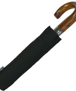 iX-brella Herren Schirm - Großer Holzgriff - Auf-Zu-Automatik - Schwarz - 124cm Durchmesser
