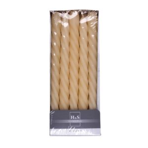 Glatte Stabkerzen Creme Beige 10 Stück 24 x Ø 2,2 cm 7 Std. Brenndauer Unparfümiert