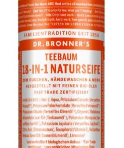 Dr. Bronner's 18-in-1 Teebaum Naturseife | Bio Teebaumöl mit Kokos- Oliven- Jojobaöl | 120 ml USDA Organic