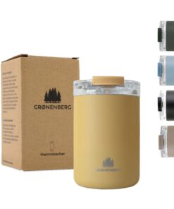 Groenenberg Thermobecher | Warmhaltefunktion 4 Std. | For On-The-Go Kaffee (100% Auslaufsicher, 320 ml, Mustard)