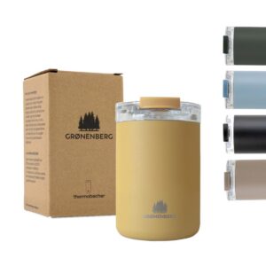 Groenenberg Thermobecher | Warmhaltefunktion 4 Std. | For On-The-Go Kaffee (100% Auslaufsicher, 320 ml, Mustard)