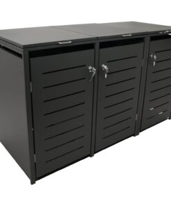 DEGAMO 3-er Mülltonnenbox für Hausanlagen Anthrazit Farbe | DEGAMO 120 und 240 Liter Mülltonnenbox Anthrazit Stahlverzi