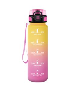 HoneyHolly Trinkflasche Sport 500ml Auslaufsicher, Kohlensäure Geeignet Yellow Pink