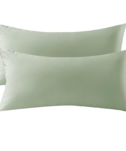 MILDLY Kissenbezug 40x80 Baumwolle Satin - Weich und Bequem für Ihr Bett - ÖkoTex Zertifiziert - SalbeiGrün - 2 Teilig m