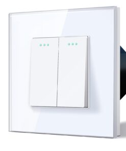 BSEED Mechanischer Wandlichtschalter 2 Fach 1 Weg Weiß PC-Knopf 10 Ampere Standardschalter | BSEED Kipplichtschalter 86