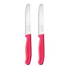 Targzier Frühstücksmesser Wellenschliff, Scharf, 2 Stück Messerset, Rostfreier Stahl Jausenmesser, Kunststoffgriff Pink