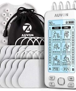 AUVON 4-Kanal TENS EMS Gerät für Schmerzlinderung mit 24 Modi & 10 Premium Elektroden-Pads
