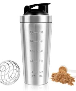 Protein-Shaker-Flasche Gobesty 750 ml, edelstahl-Fitness-Shaker für Männer und Frauen, ergonomischer Mixball-Becher mit
