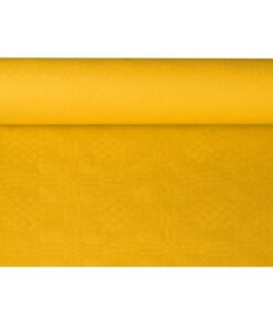 PAPSTAR Damastprägtes Tischtuchpapier 8m x 1,2m - Ideal für Gelben Party-Gelage Einwegtischbedeckung 18596