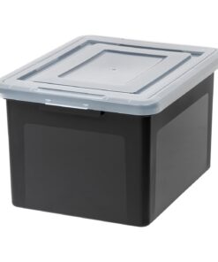 Iris Ohyama Kunststoff-Aufbewahrungsboxen 45L 4er-Pack Schwarz mit Schnappverschluss